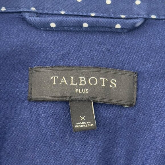 Talbots Plus Size Navy Polka Dot Versatile Jacket Women Size X Blue Cotton Blend - Picture 4 of 12
